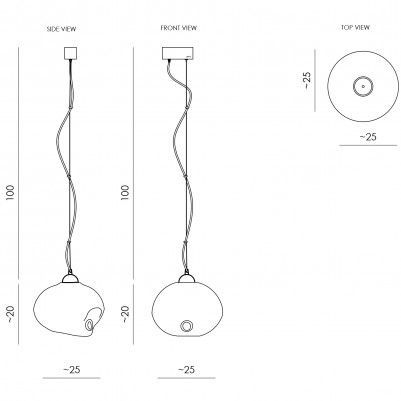 Wisząca lampa ze szkła Meduse w kolorze kobaltu