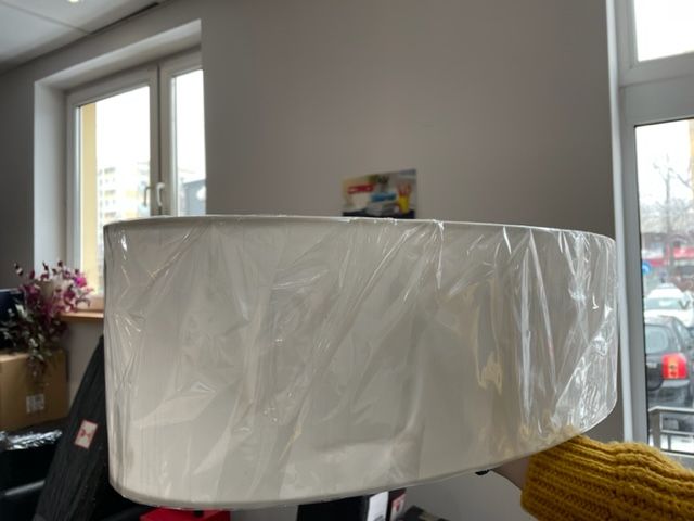 Wyprzedaż! Oryginalna biała i złota lampa podłogowa Nixon od Endon Lighting