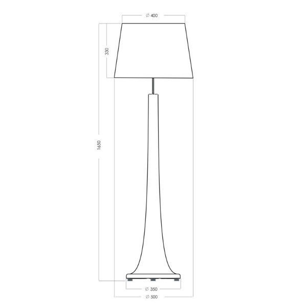 Wysoka stojąca lampa Zurich z białym abażurem
