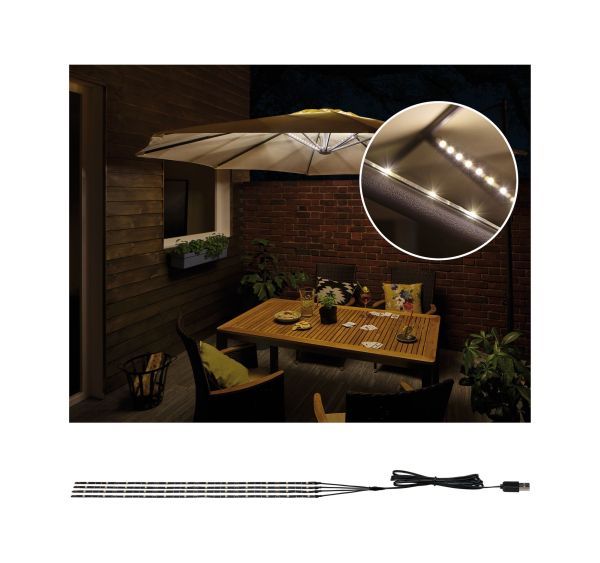 Zestaw 4 lamp LED do parasola ogrodowego, 4 sztuki po 40 cm każda
