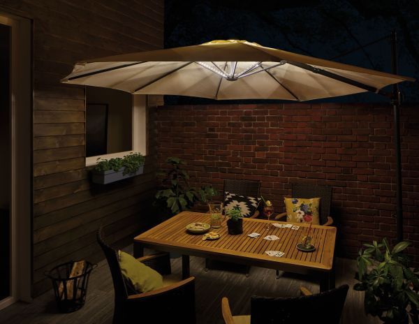 Zestaw 4 lamp LED do parasola ogrodowego, 4 sztuki po 40 cm każda