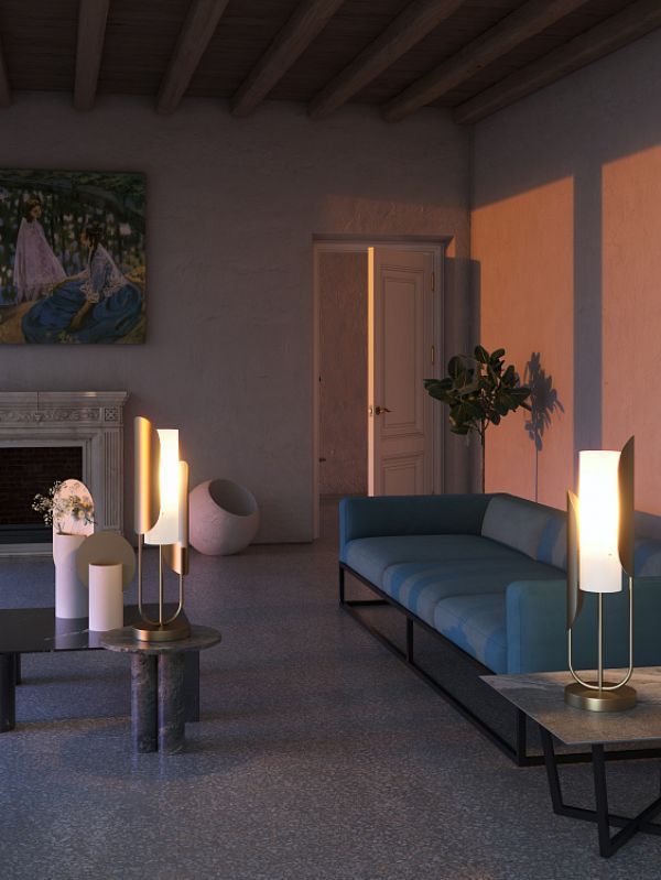 Złota lampa stołowa Cipresso w dużym rozmiarze