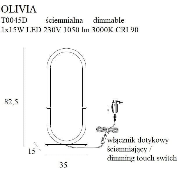 Złota lampa stołowa LED Olivia