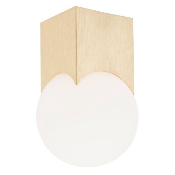 Złota lampa sufitowa Austin M z mleczną kulą