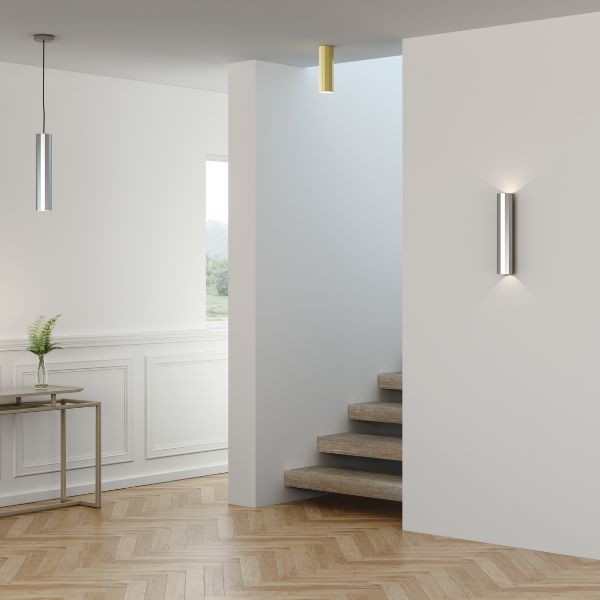 Złota lampa sufitowa Hashira 250 o geometrycznym kształcie