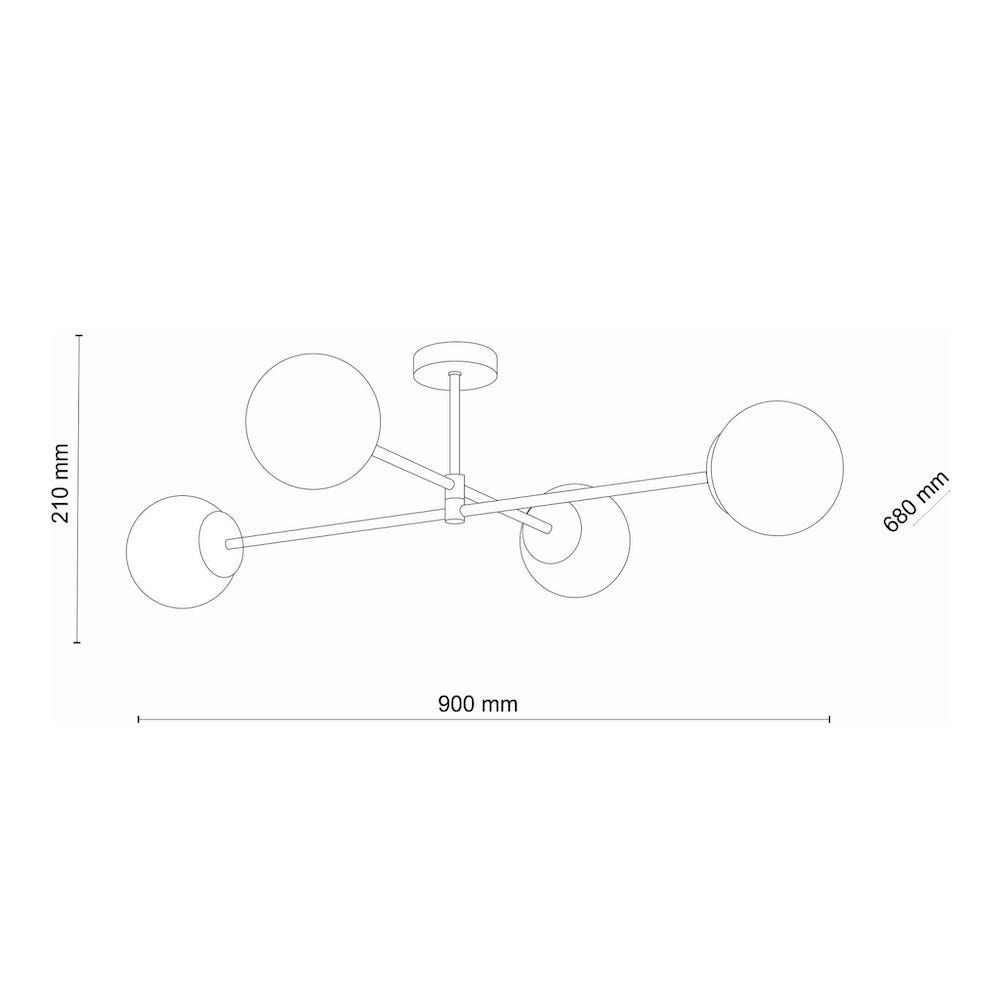 Złota lampa sufitowa Sarius z czterema źródłami światła