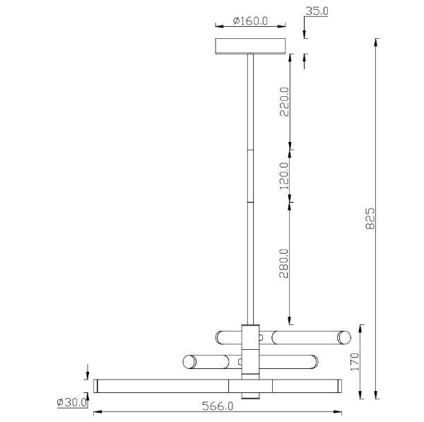 Złota lampa wisząca Axis S w eleganckim stylu LED