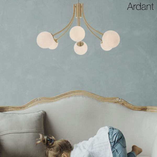 Złota lampa wisząca Bloom z szklanymi kulami