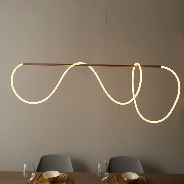 Złota lampa wisząca LED Attalea Linear