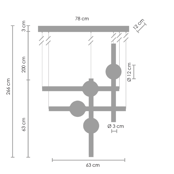 Złota lampa wisząca O-Line S-4 LED o efektownym designie