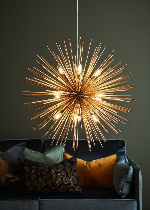 Złota lampa wisząca Soleil z możliwością wymiany żarówek