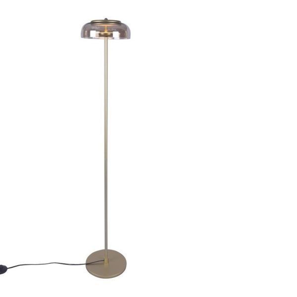 Złota podłogowa lampa Disco z kloszem ze szkła