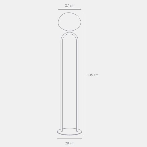 Złota podłogowa lampa Shapes od DFTP z mlecznym kloszem