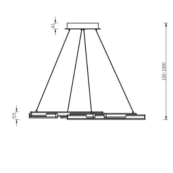 Złota wisząca lampa Line z wbudowanym oświetleniem LED o barwie 3000K