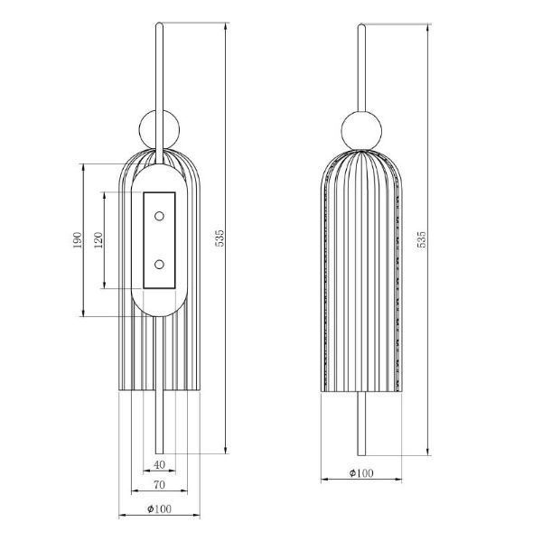 Złoty kinkiet Antic z szarym kloszem