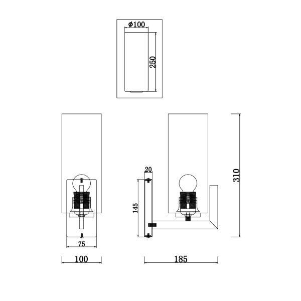 Złoty kinkiet Fortano ze szklanym kloszem