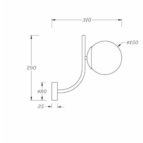 Złoty kinkiet Rendez-vous z mleczną kulą