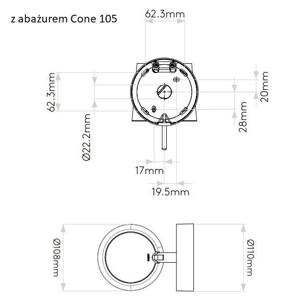 Złoty, regulowany kinkiet Miura LED