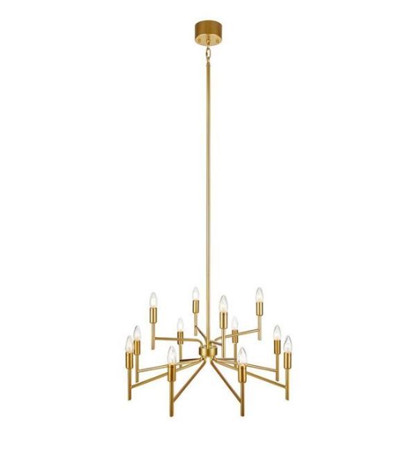 Złoty żyrandol do salonu Regent glamour