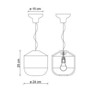 Żółta wisząca lampa Bellota M z ceramicznym kloszem