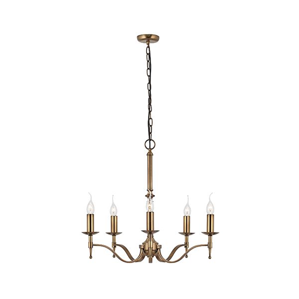 Żyrandol Stanford od Interiors z 5 żarówkami w odcieniu starego złota
