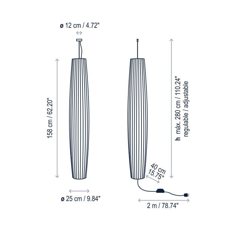 Biała wisząca lampa Maxi S/01 z montażem dolnym