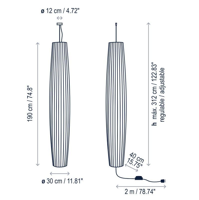 Biała lampa wisząca Maxi S/02 z montażem górnym