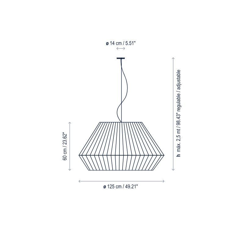 Wisząca lampa Mei 125 w białym kolorze z plisowanym kloszem