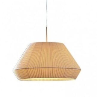 Kremowa, wisząca lampa Mei 125 z plisowanym kloszem