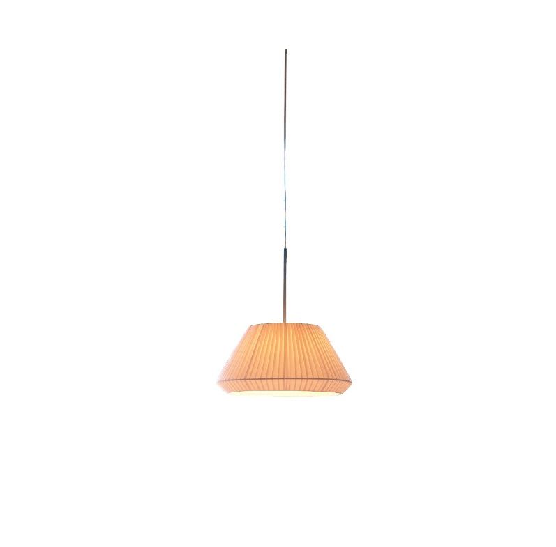 Kremowa, wisząca lampa Mei 38 z eleganckim plisowanym abażurem