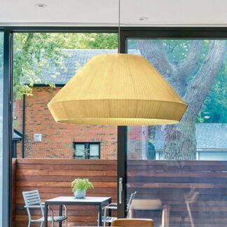 Okrągła, kremowa lampa wisząca Mei 90