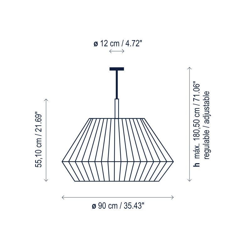 Okrągła, wisząca lampa Mei 90 w białym kolorze
