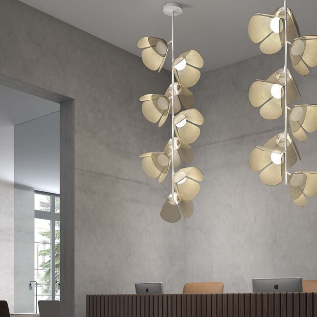 Złota, wysoka lampa sufitowa Mod PF/73/9L