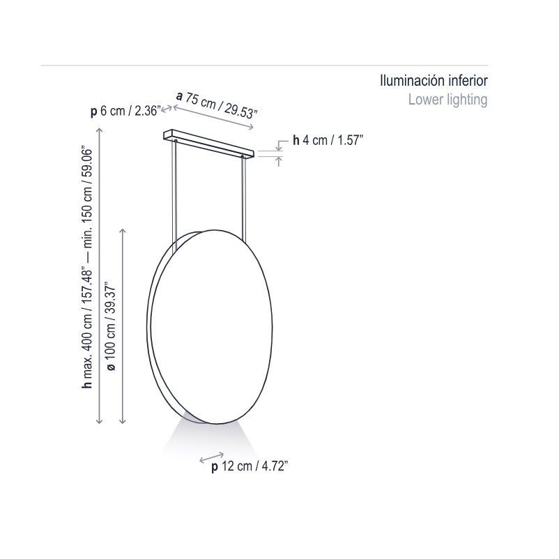 Duża wisząca lampa Noren S/100 w kolorze terracota z oświetleniem skierowanym w dół
