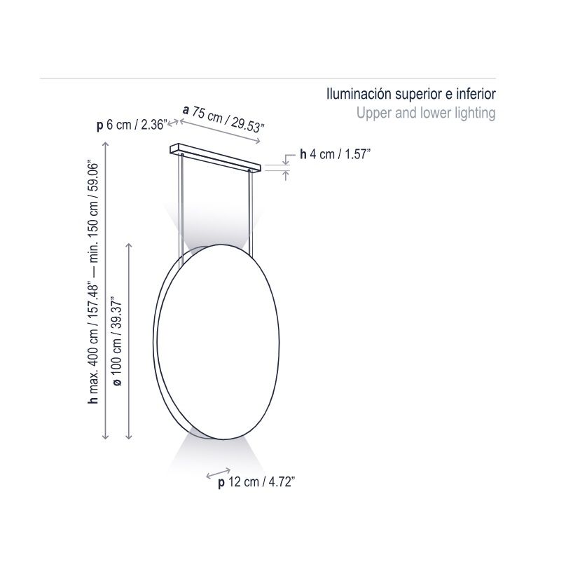 Okrągła wisząca lampa Noren S/100 w kolorze terakoty z oświetleniem skierowanym w górę i dół
