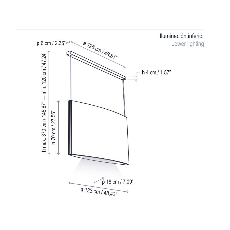 Wisząca lampa Noren S/123.2 w ciemnoszarym kolorze, oświetlenie skierowane w dół
