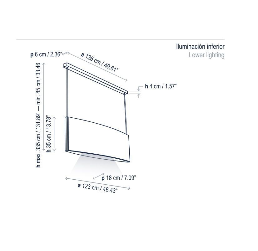 Akustyczna lampa wisząca Noren S/123 w jasnoszarym kolorze