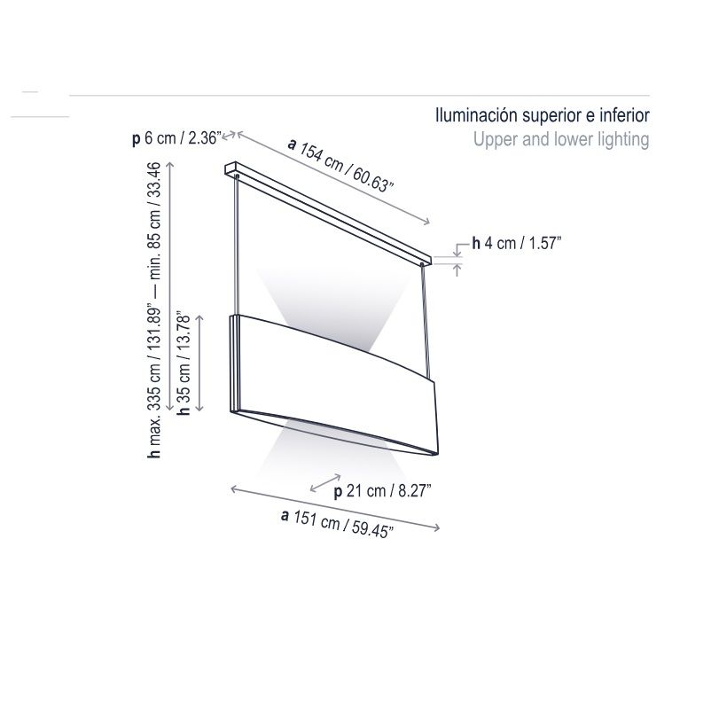 Wisząca lampa akustyczna Noren S/151 w kolorze terakoty, emitująca światło w górę i w dół