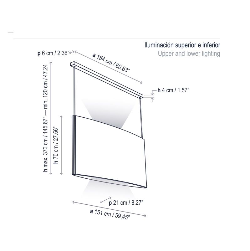Wisząca lampa Noren S/151.2 w kolorze terrakoty z oświetleniem skierowanym ku górze i dołowi