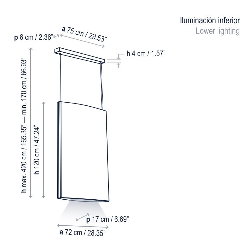 Akustyczna lampa wisząca Noren S/72 w kolorze terracota o pionowym kształcie