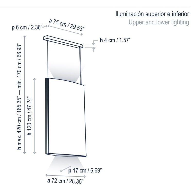 Lampa wisząca Noren S/72 w kolorze terracota, świecąca w górę i w dół