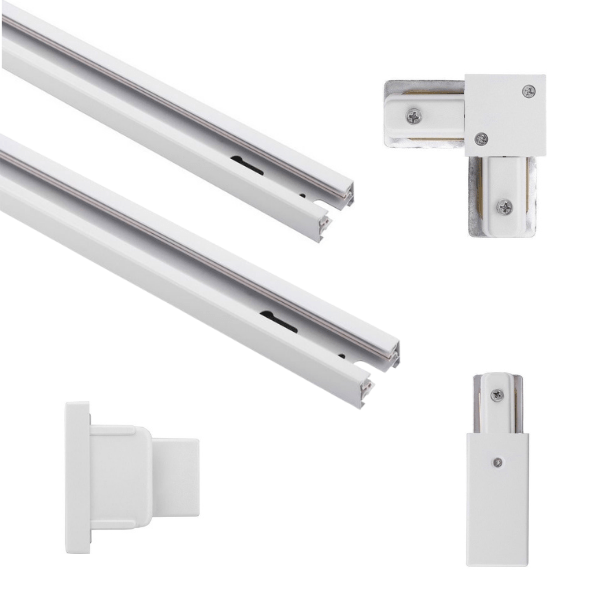 Biały system szynowy Profile "L" o długości 1+2 m z zasilaniem końcowym