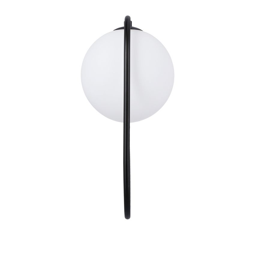 Czarny kinkiet Cordel ze szklaną kulą idealny do przedpokoju