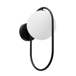 Czarny kinkiet Cordel ze szklaną kulą idealny do przedpokoju