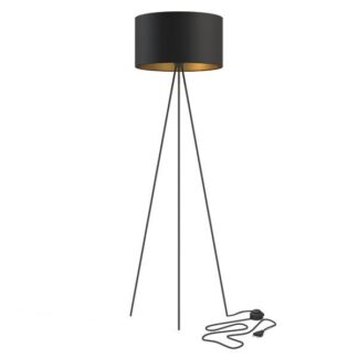 Lampa podłogowa Cadilac na trójnogu z czarnym abażurem