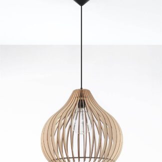 Wisząca lampa Aprilla z kloszem wykonanym z drewna