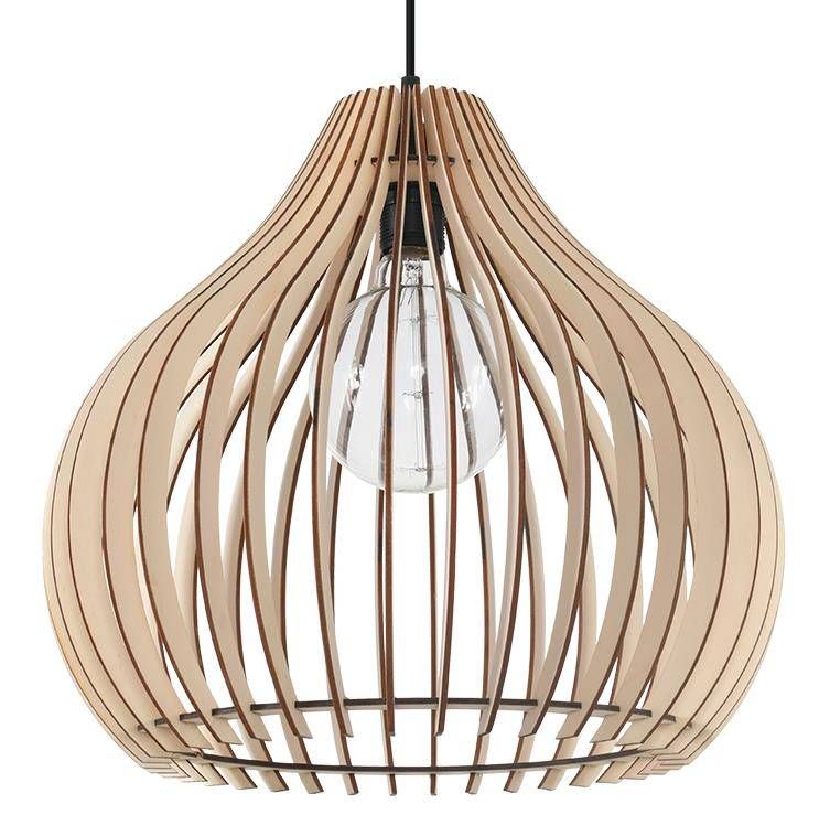 Wisząca lampa Aprilla z kloszem wykonanym z drewna