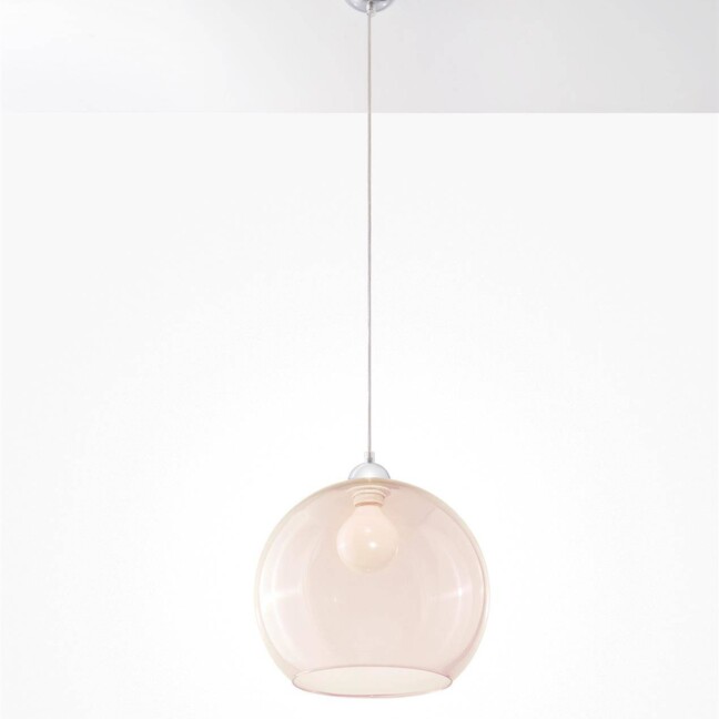 Wisząca lampa Ball w kształcie szklanej kuli w eleganckim szampańskim odcieniu