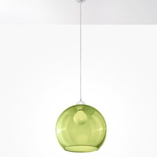 Wisząca lampa Ball z zielonym, szklanym kloszem
