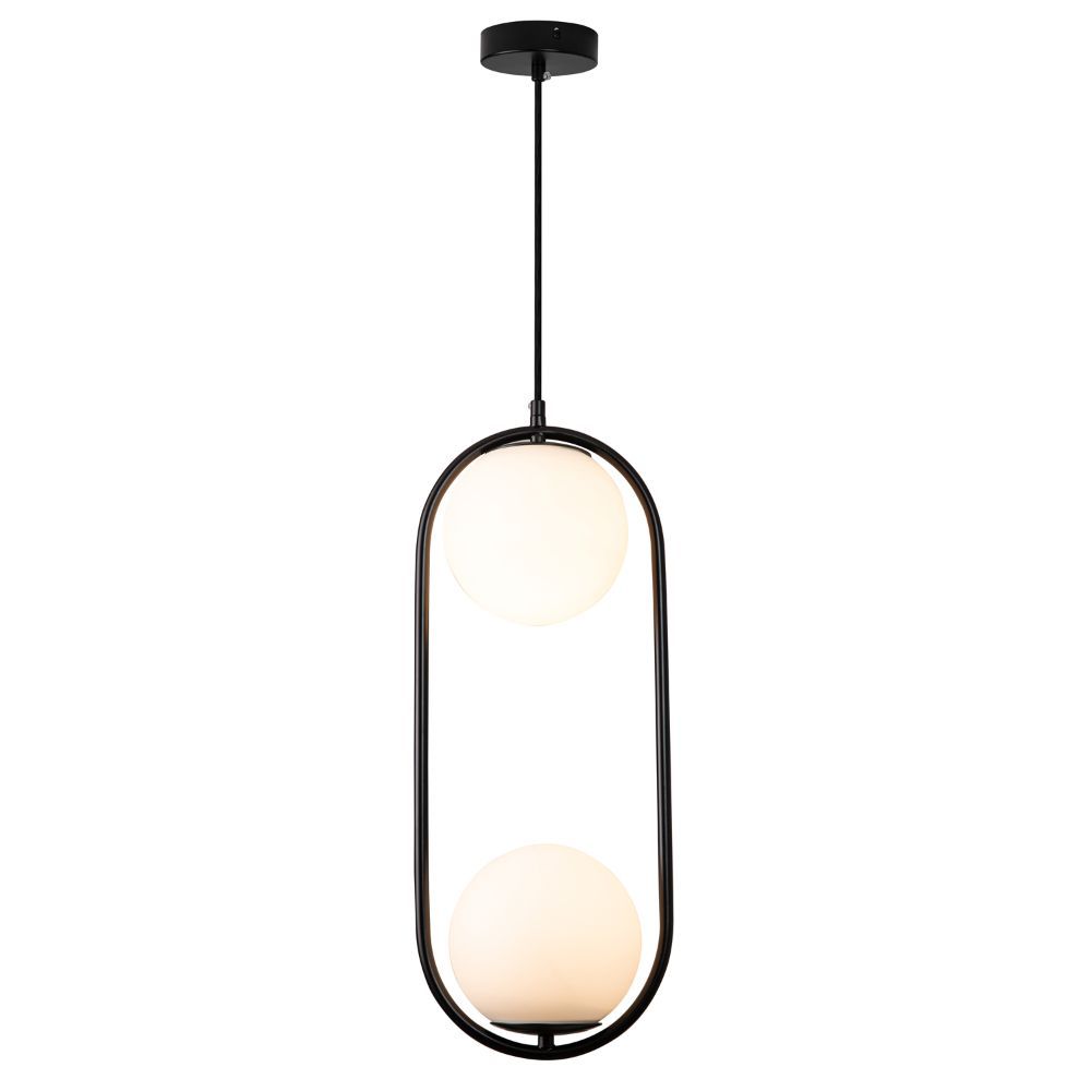 Stylowa czarna lampa wisząca Costa Duo o średnicy 50 cm